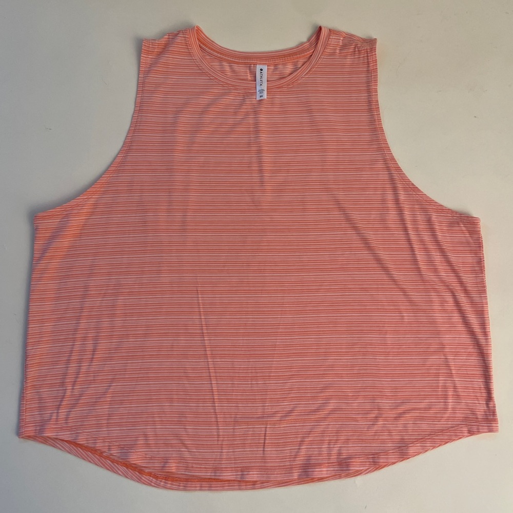 Athleta Cloudlight Striped Muscle Tank Top Womens 2x Orange/Peach Yoga Stretch